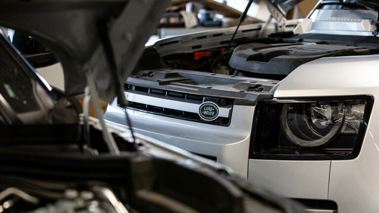 Land Rover vehicle getting an engine rebuild in an
