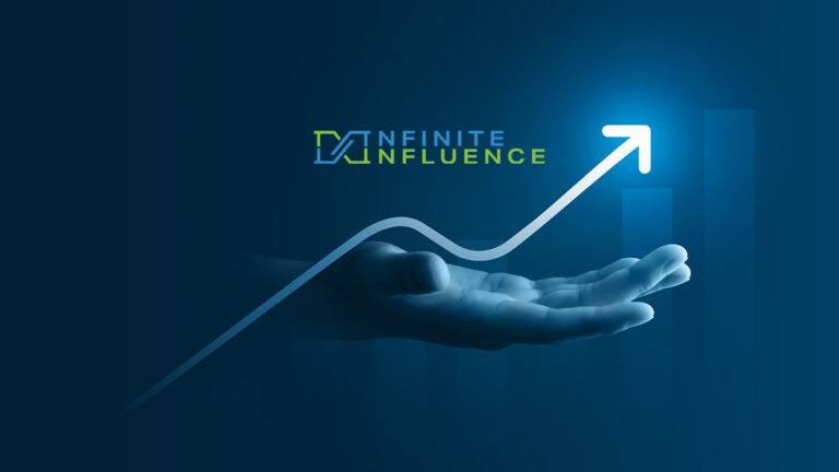 Infinite Influence growth marketing system visual with upward arrow and logo representing business visibility and performance