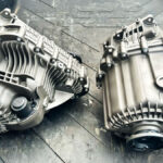 Land Rover transfer cases on warehouse floor